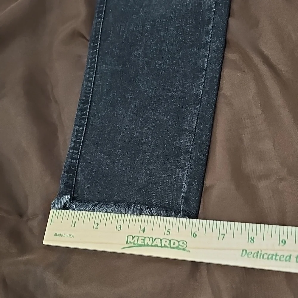 Chicos Black Jeans Define Me Denim Straight Leg Fringe Raw Hem Ankle Size 2 - Picture 7 of 7